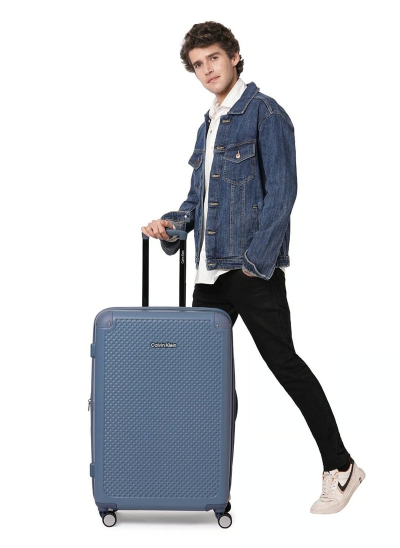 V2 CHECK IN Hardside Spinner Luggage On Wheels, Ultra Lightweight ABS, 4 Double Wheels Color BLUE