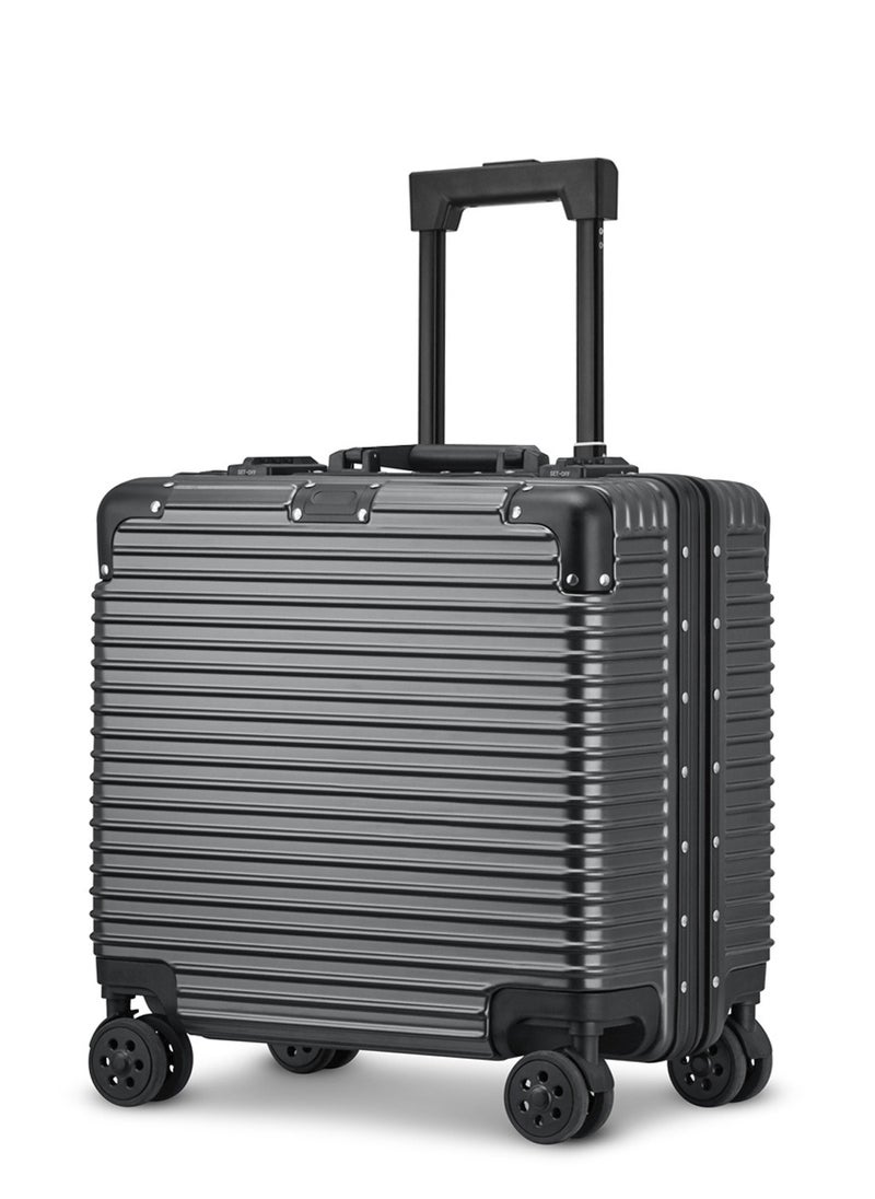 18 Inch Aluminum Frame Carry-On Luggage, Hard Shell Suitcase with Double Spinner Wheels, TSA Lock, 4 Metal Corners