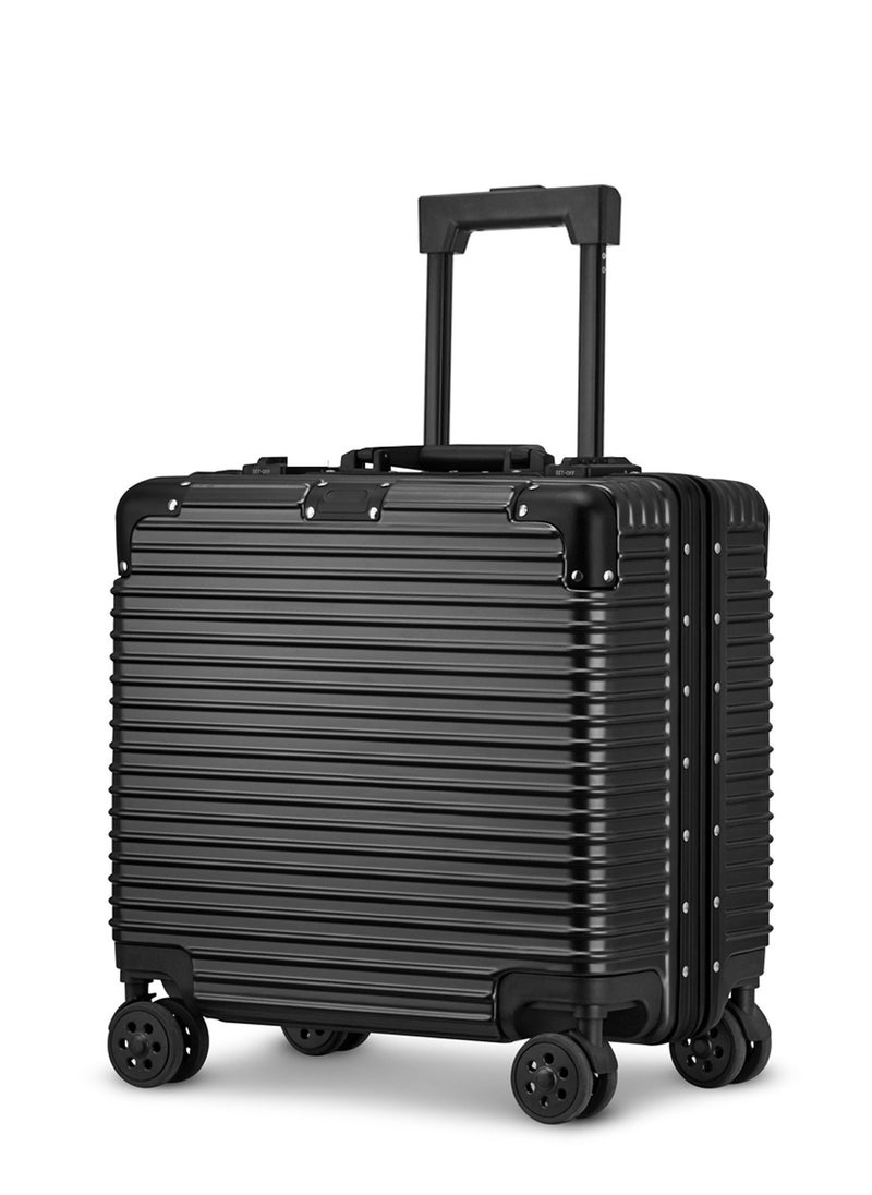 18 Inch Aluminum Frame Carry-On Luggage, Hard Shell Suitcase with Double Spinner Wheels, TSA Lock, 4 Metal Corners