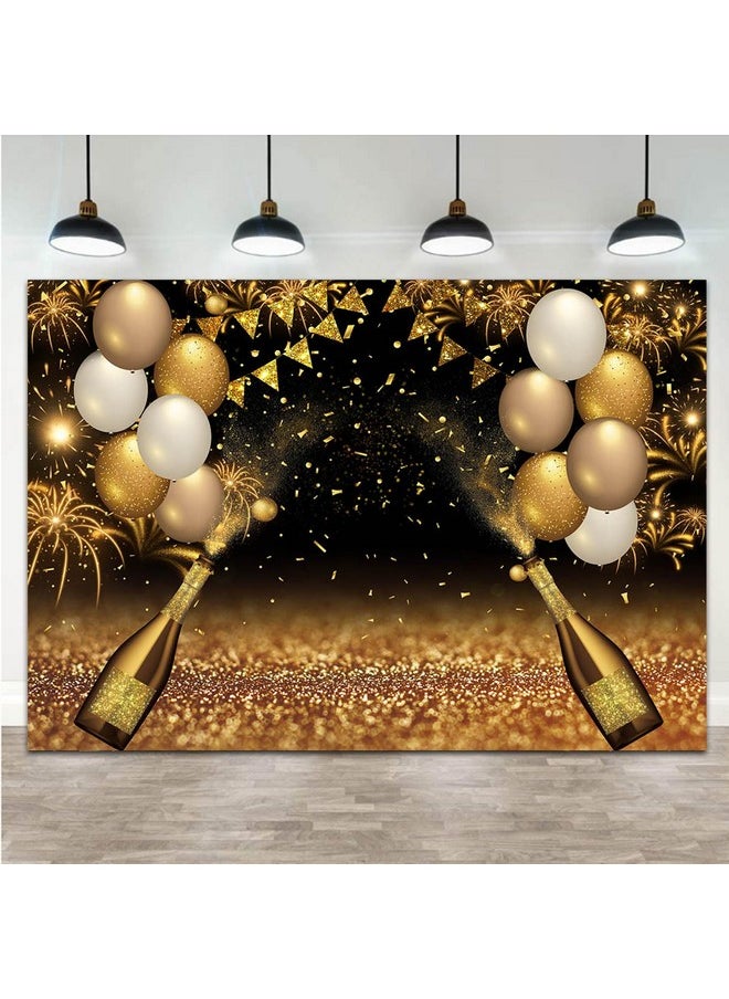 Black Golden Balloons Photography Background Gold Champagne Bokeh Photo Backdrops For Graduation Prom Holiday Party Supplies Father'S Day Birthday Decoration Studio Props Banner 8X6Ft