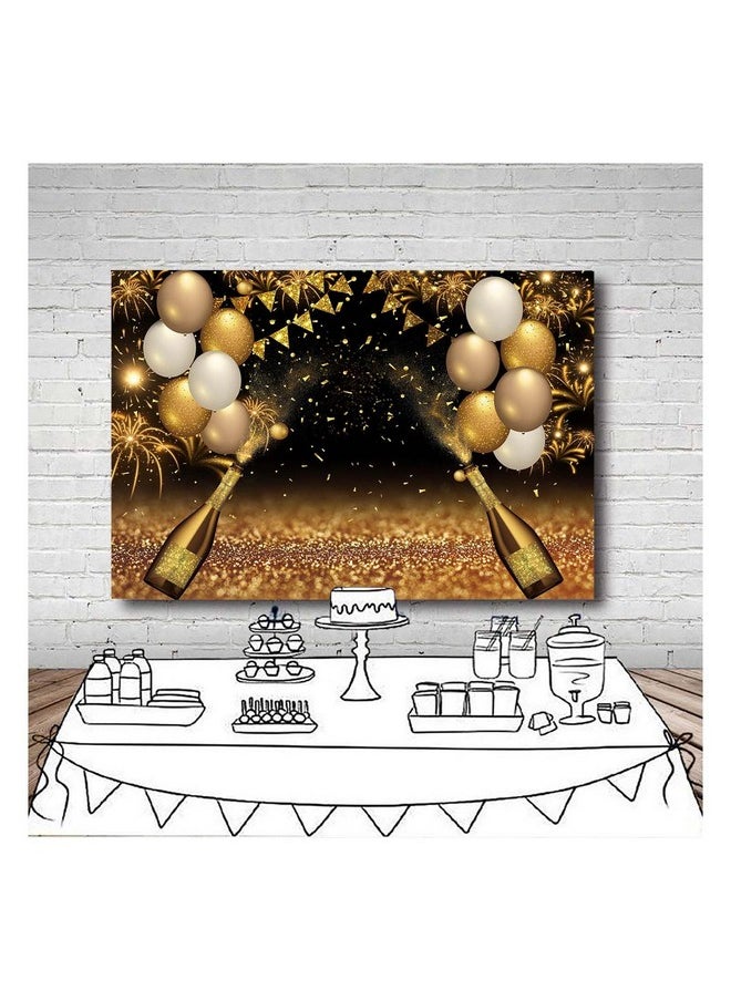 Black Golden Balloons Photography Background Gold Champagne Bokeh Photo Backdrops For Graduation Prom Holiday Party Supplies Father'S Day Birthday Decoration Studio Props Banner 8X6Ft