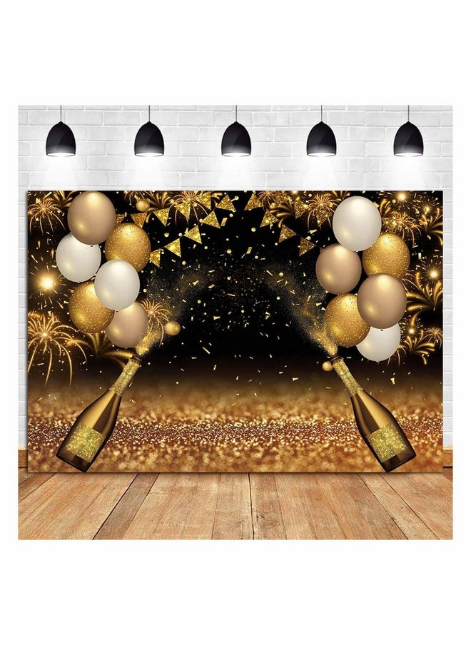 Black Golden Balloons Photography Background Gold Champagne Bokeh Photo Backdrops For Graduation Prom Holiday Party Supplies Father'S Day Birthday Decoration Studio Props Banner 8X6Ft