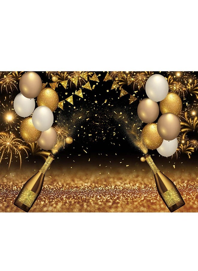 Black Golden Balloons Photography Background Gold Champagne Bokeh Photo Backdrops For Graduation Prom Holiday Party Supplies Father'S Day Birthday Decoration Studio Props Banner 8X6Ft