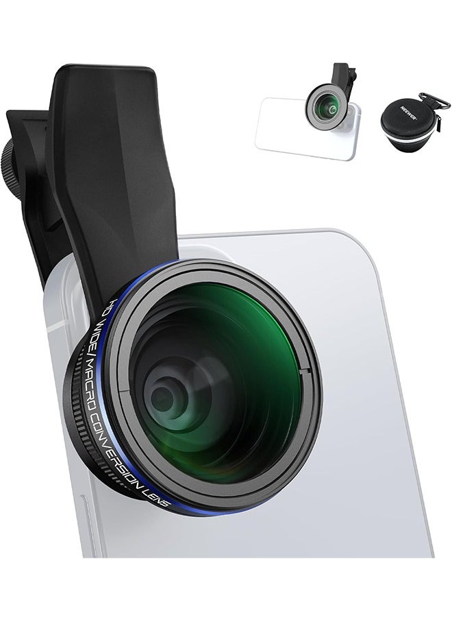 NEEWER 2 in 1 Smartphone Lens Kit, 0.75x Wide Angle 2x Macro Phone Lens Compatible with iPhone Samsung Android Cellphone, Detachable HD Lens with 17mm to 37mm Adapter Ring & Lens Filter Adapter, LS-60