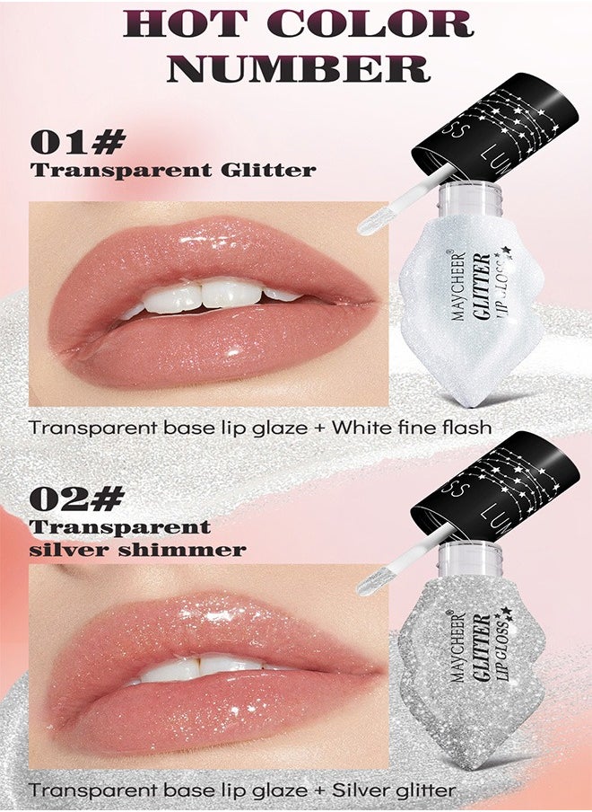 6 Colors Ultra Glossy Liquid Glitter Lip Gloss Set, Long Lasting High Shine Shimmer Diamond Matte Lip Oil Set, Long-Lasting Hydrating Lip Plumping Gloss