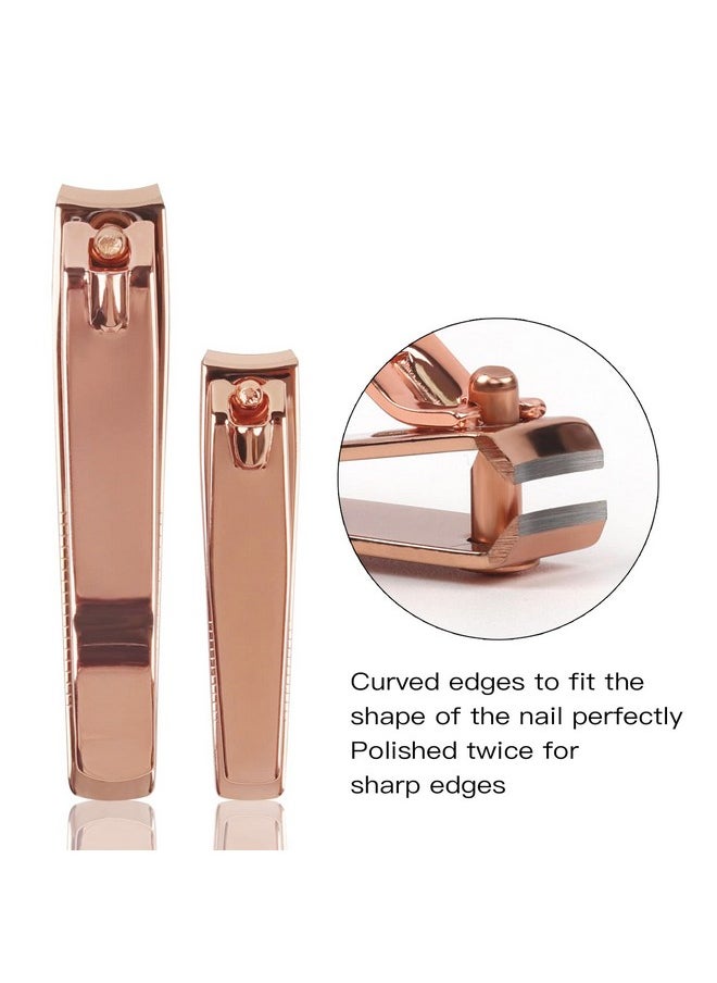 2Pcs/Set Portable Nail Scissors Adult Pedicure Nail Clippers Household Small Scissors Foot Manicure Scissors Manicure Tools (Rose Gold)