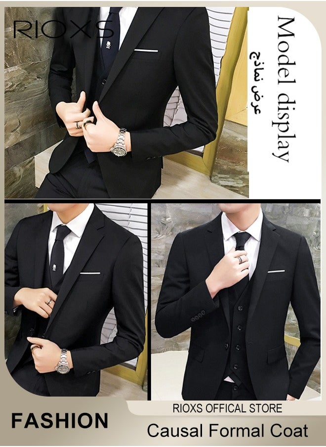 Men's Formal Blazer, One Button Classic Blazer Jackets, Slim Fit Suit Jacket with Full Polyester Lining, Made of Smooth Soft Non-deformable Materials, Perfect for Everyday, Business, Office, Dating, Parties and Wedding