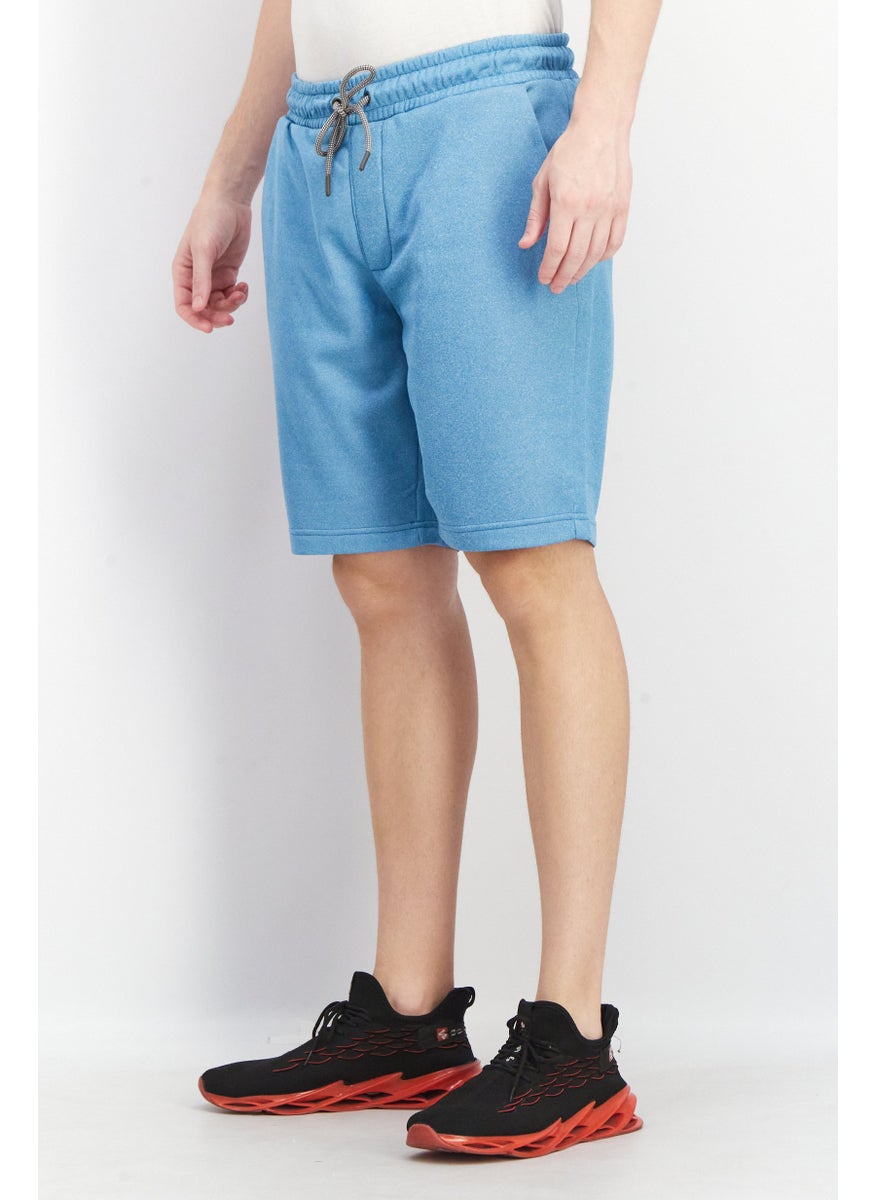 Men Textured Drawstring Jogger Short, Turquoise