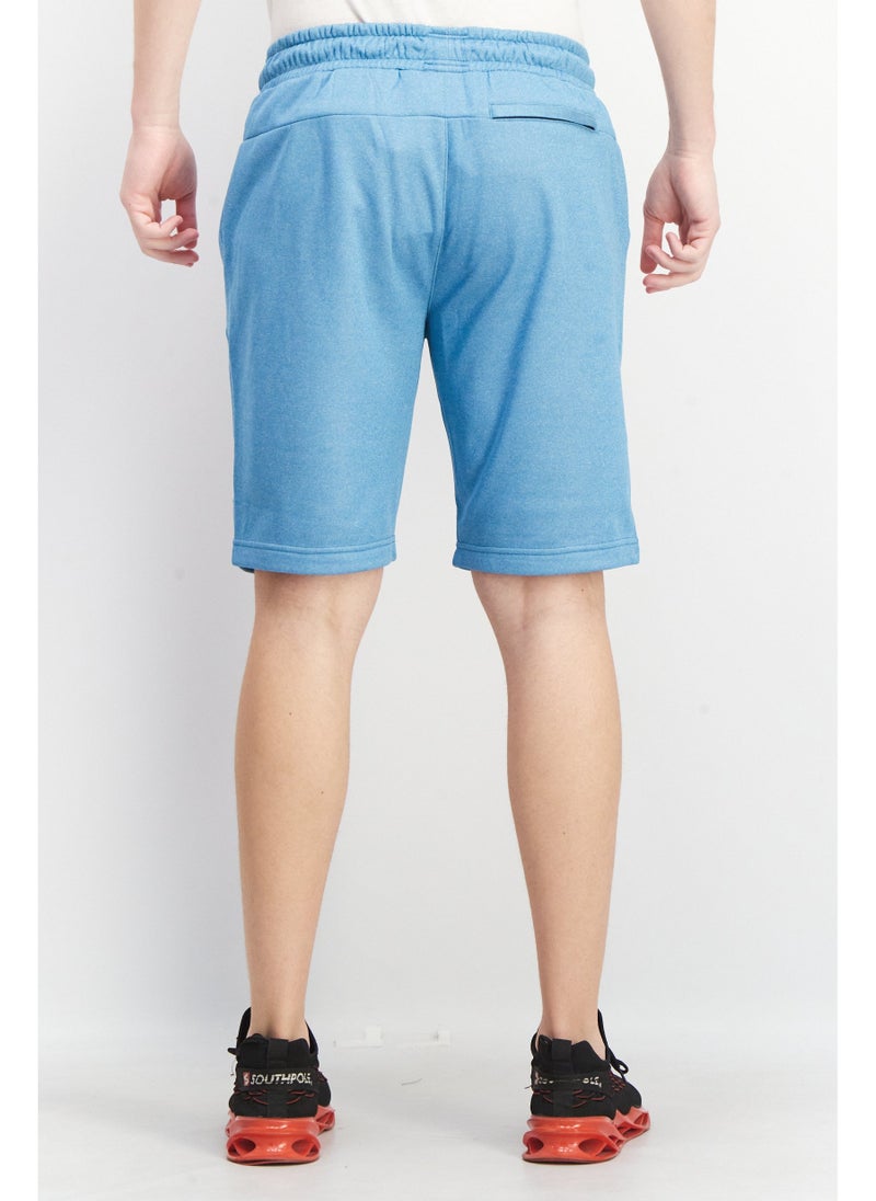 Men Textured Drawstring Jogger Short, Turquoise