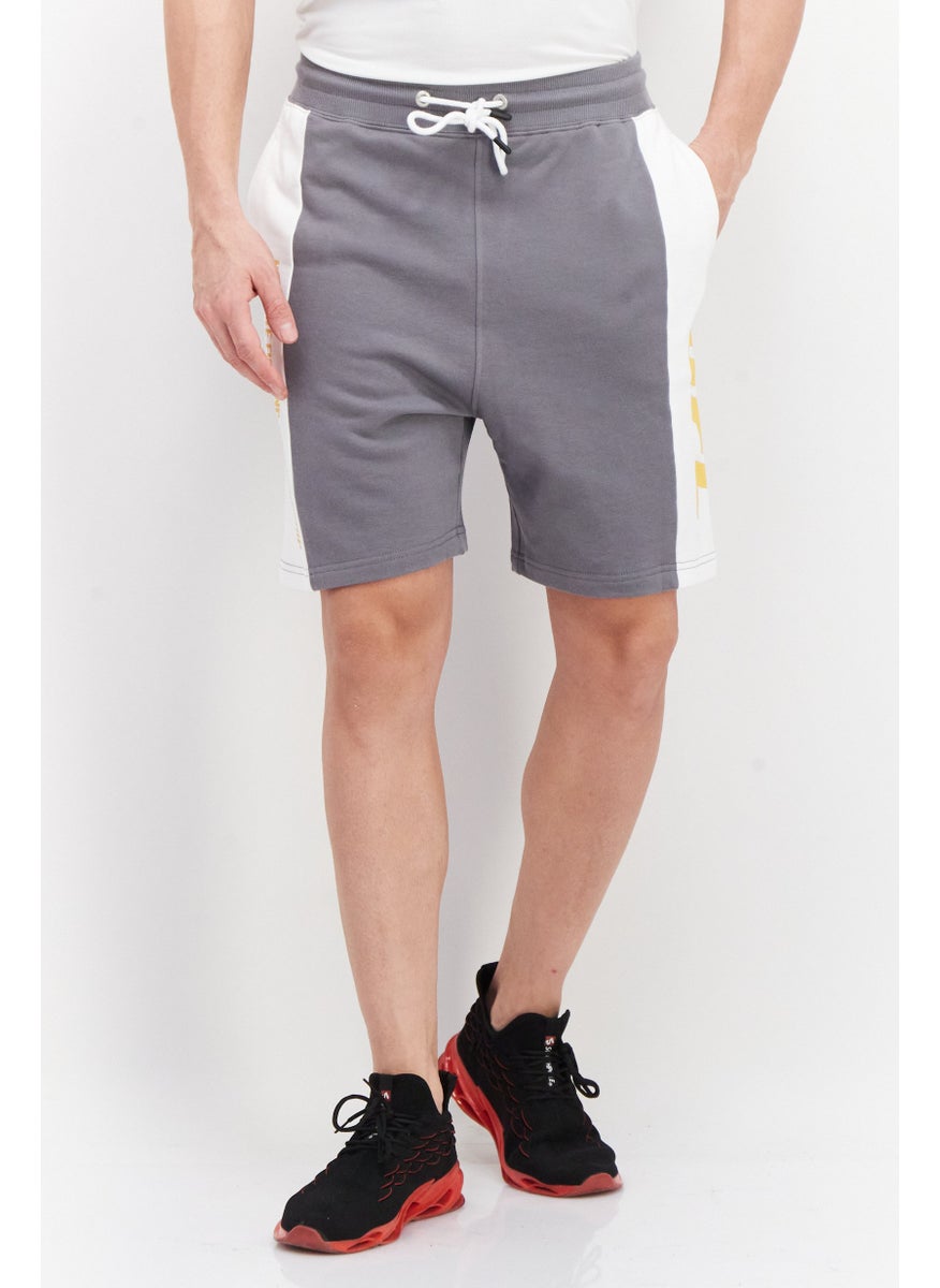 Men Sportswear Fit Drawstring Short, Grey/White