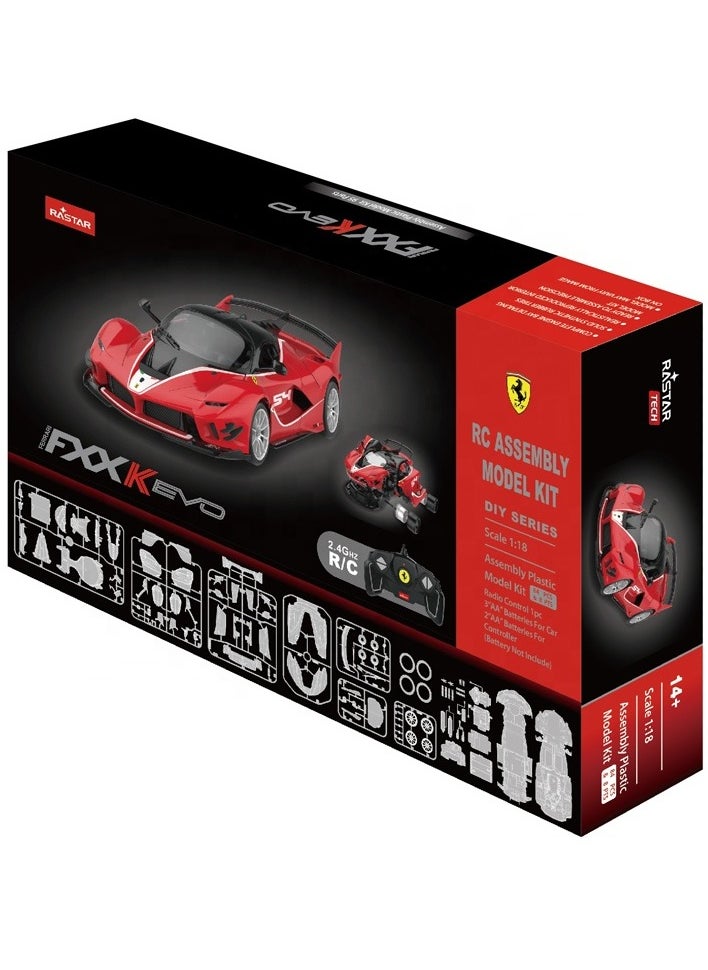 RC Car Kits to Build, 1/18 Ferrari FXX-K EVO Supercar Assembly Building Kit with Remote Controller, 92PCs, STEM Kits for Kids and Adult, Ages 8+