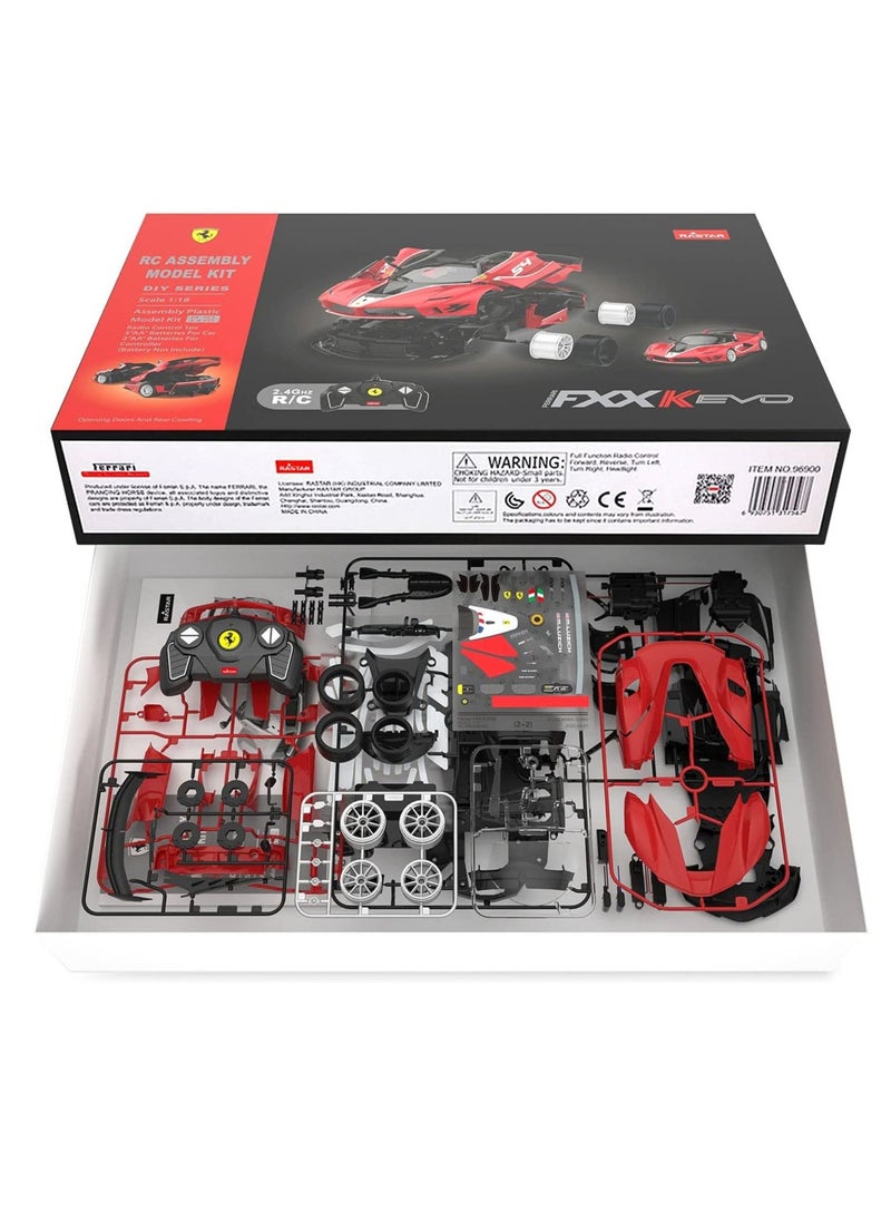 RC Car Kits to Build, 1/18 Ferrari FXX-K EVO Supercar Assembly Building Kit with Remote Controller, 92PCs, STEM Kits for Kids and Adult, Ages 8+