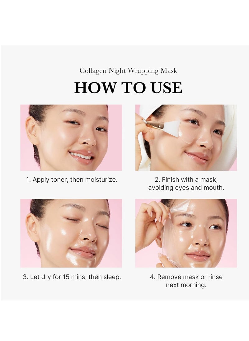 Medicube Collagen Overnight Wrapping Peel Off Facial Mask Pack - Elasticity & Hydration Care, Reduces Sagging & Dullness - Hydrolyzed Collagen For Glowing Skin - Korean Skin Care, 2.53 fl.oz