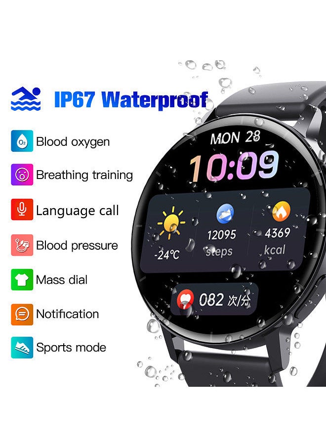 F22R Smart Watch Men BT Call Blood Sugar Calculator Body Temperature Monitor IP67 Waterproof Sport Smartwatch Black