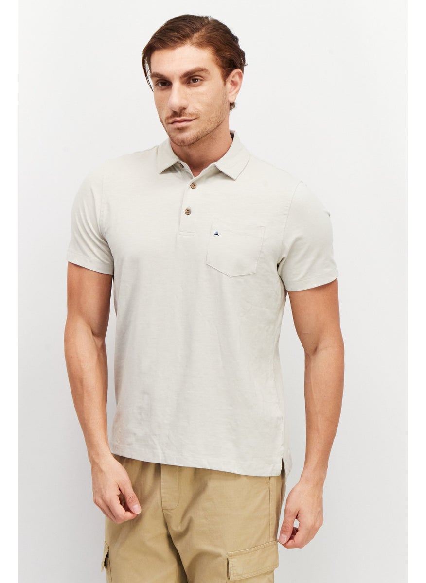 Men Regular Fit Heather Short Sleeve Polo Shirt, Light Grey