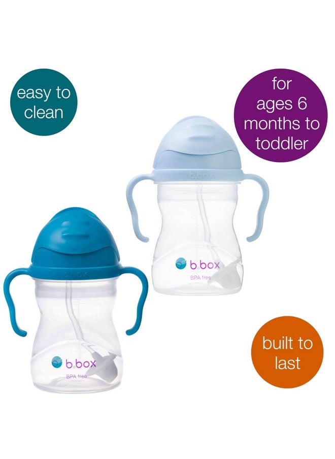 Sippy Cup With Weighted Straw (2-Pack). Drink From Any Angle, Leak Proof, Easy Grip. Bpa Free, Dishwasher Safe. For Babies 6M+ To Toddlers (Cobalt + Bubblegum, 8Oz)