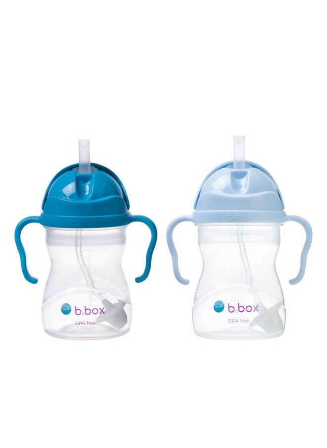 Sippy Cup With Weighted Straw (2-Pack). Drink From Any Angle, Leak Proof, Easy Grip. Bpa Free, Dishwasher Safe. For Babies 6M+ To Toddlers (Cobalt + Bubblegum, 8Oz)