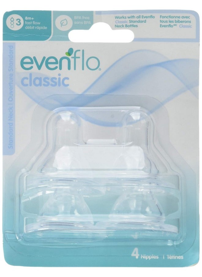 Evenflo Classic Bottle Nipples, 12 Count, Fast Flow