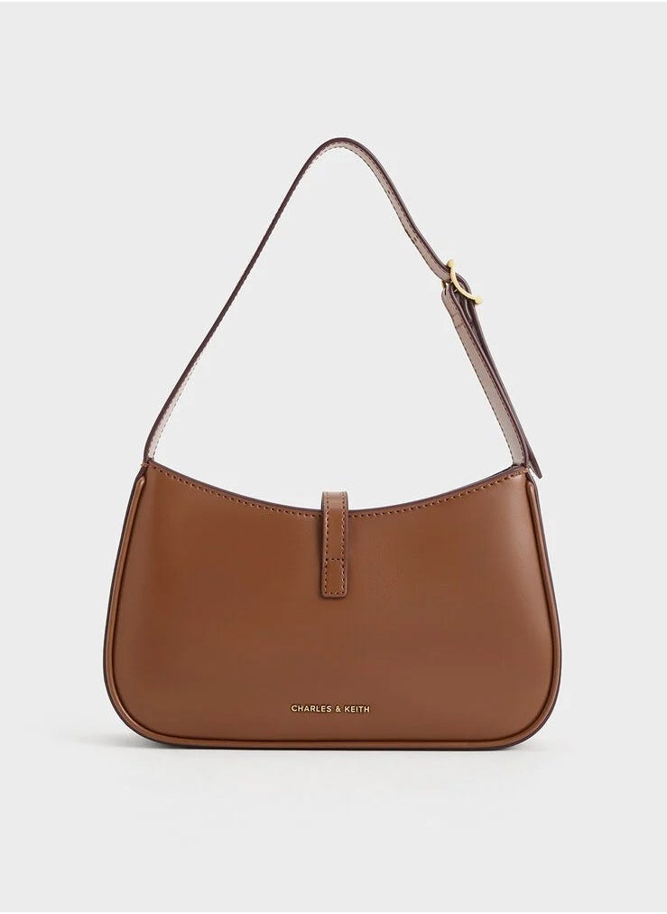 Cesia Metallic Accent Shoulder Bag - Chocolate