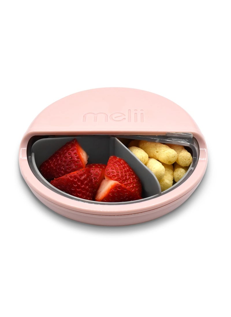 melii Spin Snack Container 3 snack compartments with capacity of 4oz/114ml each, Pink/Grey