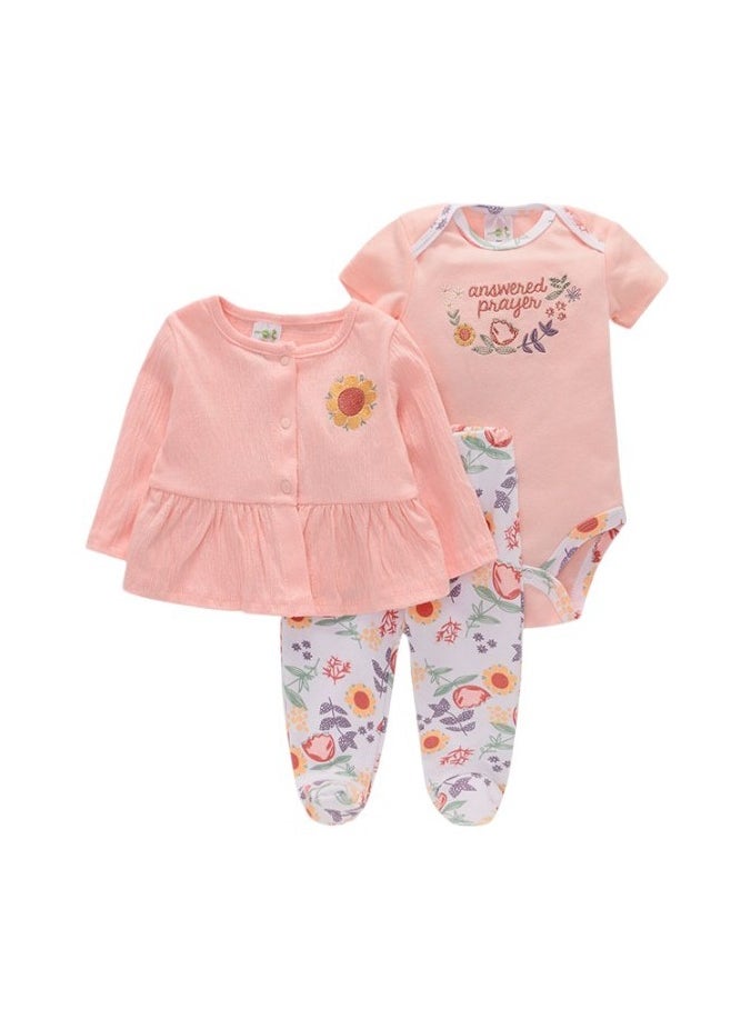 Bambimici Floral Print Bodysuit Set - Pink