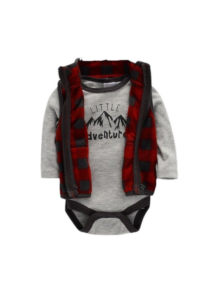 Bambimici  Mountain Print Long Sleeve Bodysuit with zipper and Pyjama - Multicolor