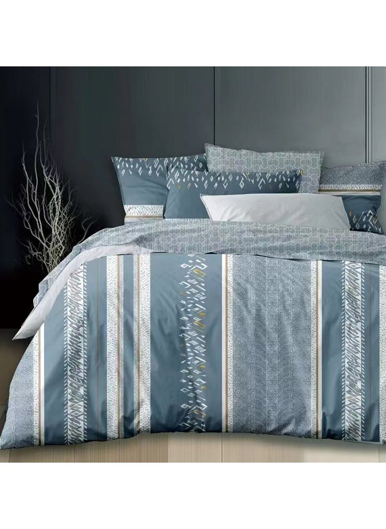 Azure Horizon Bed Sheet Set - Without Filling - 6 Pcs - 4 Pillow Covers - 1 Bedsheet - 1 Duvet Cover      King Size:  Duvet Cover: 220*240cm Fitted Sheet: 200*200cm+30cm Pillow Cases: 50*75cm