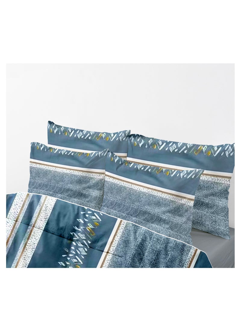 Azure Horizon Bed Sheet Set - Without Filling - 6 Pcs - 4 Pillow Covers - 1 Bedsheet - 1 Duvet Cover      King Size:  Duvet Cover: 220*240cm Fitted Sheet: 200*200cm+30cm Pillow Cases: 50*75cm