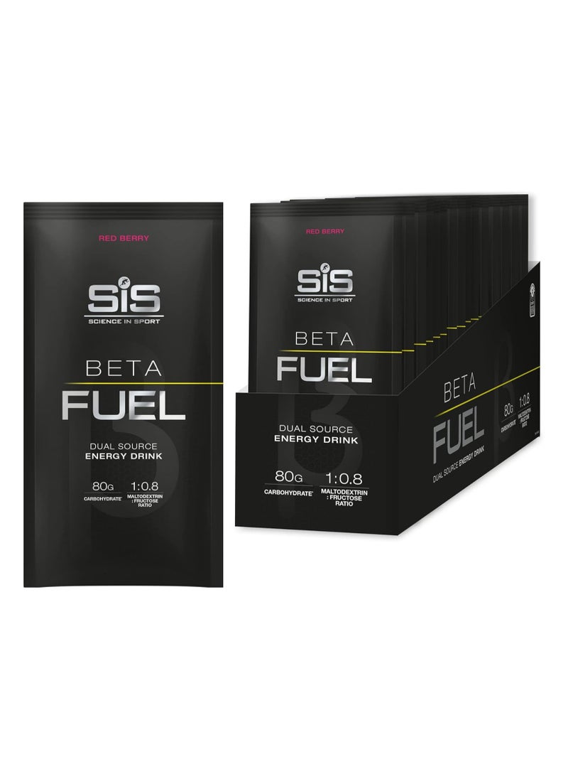 Beta Fuel Dual Source Energy Drink, Red Berry, 80g Carbohydrate 1:0.0 Maltodextrin: Fructose ratio (15 Pack)