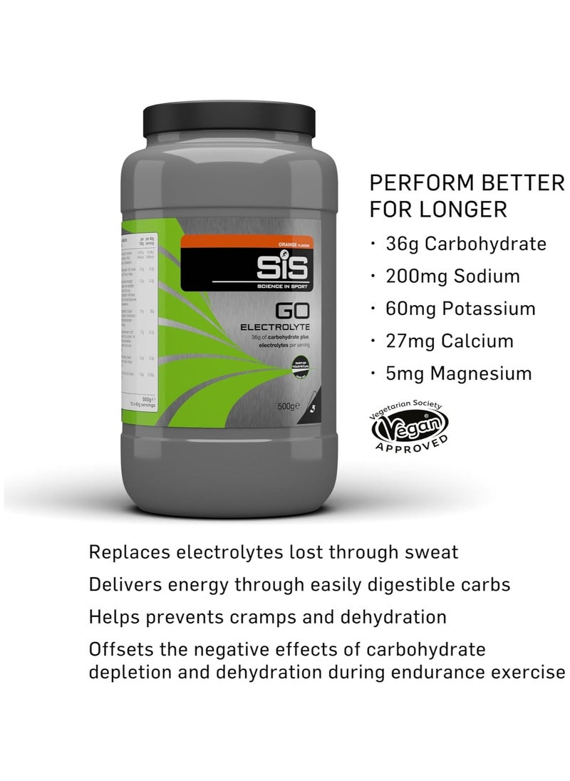 GO Electrolyte 36g of Carbohydrate per serving to support improved physical performance, 500g  Orange Favour