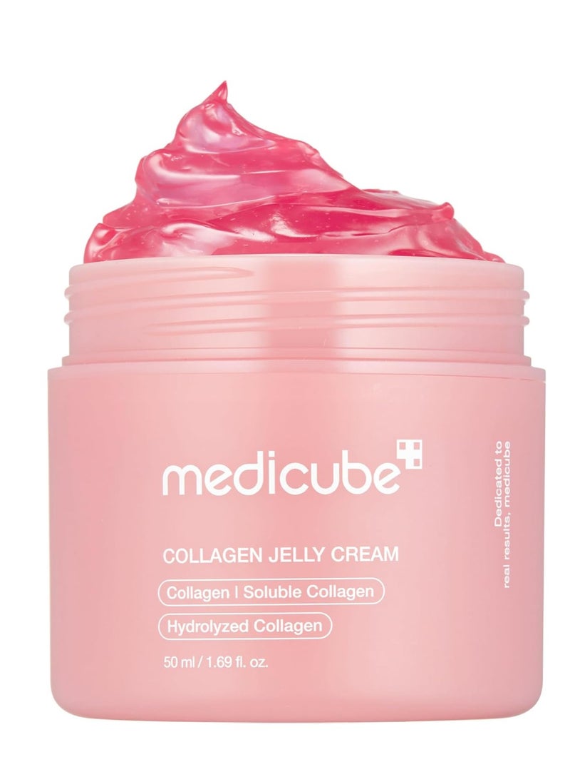 Medicube Collagen Jelly Cream-50ml with Niacinamide and Freeze-Dried Collagen improves uneven skin tone, boosts hydration, and 24-hour glow. No artificial colors. Korean skincare(1.69 fl. oz.)