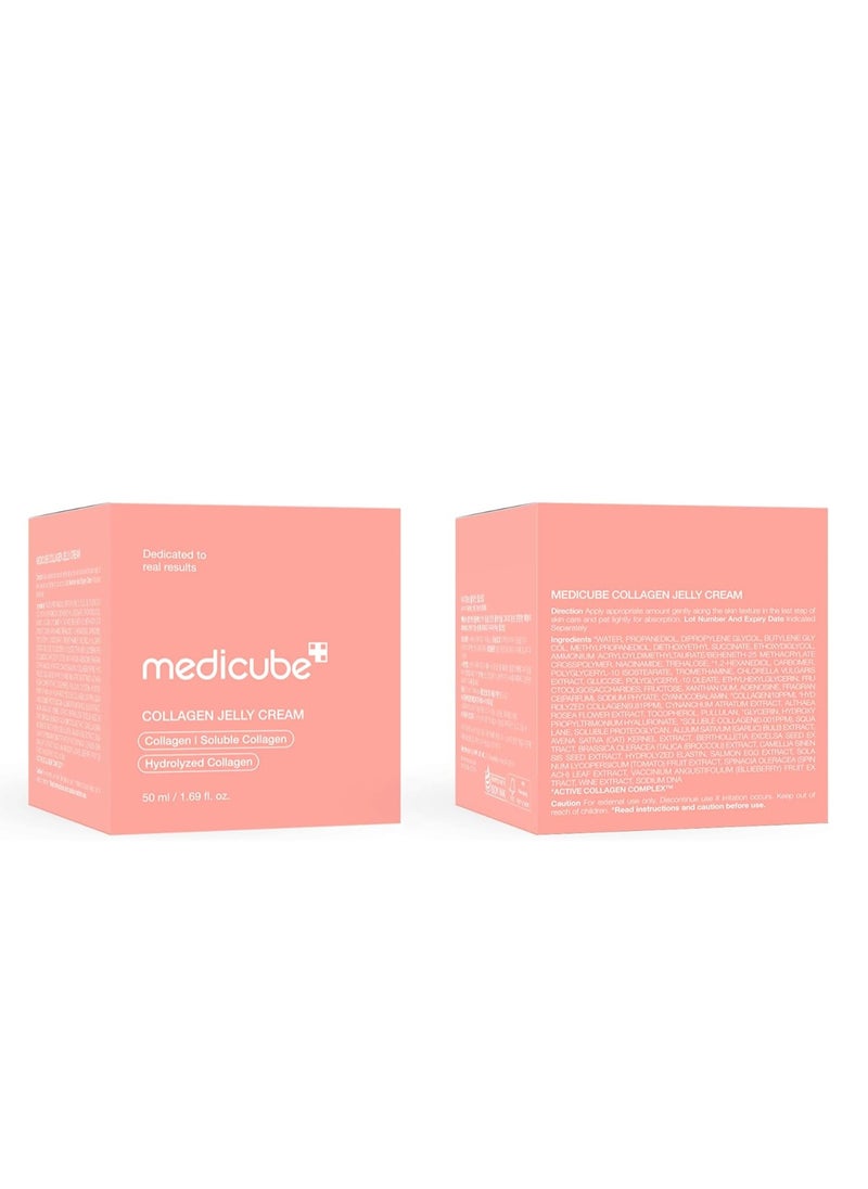 Medicube Collagen Jelly Cream-50ml with Niacinamide and Freeze-Dried Collagen improves uneven skin tone, boosts hydration, and 24-hour glow. No artificial colors. Korean skincare(1.69 fl. oz.)