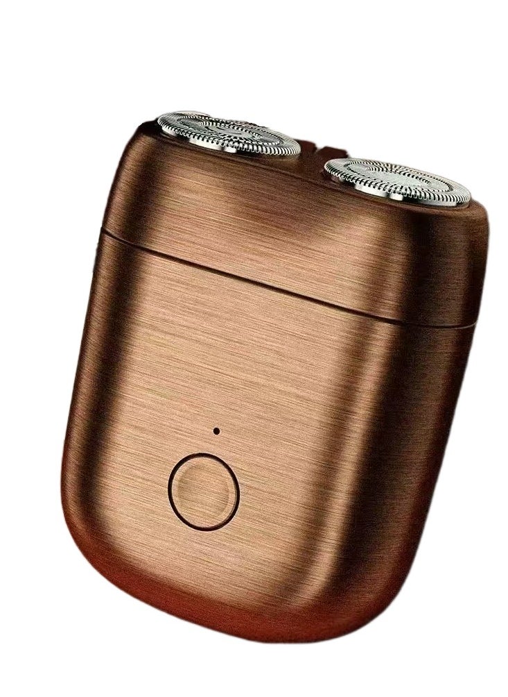 Dual Head Electric Mini Shaver for Men, Portable Traveling Washable Razor Bronze