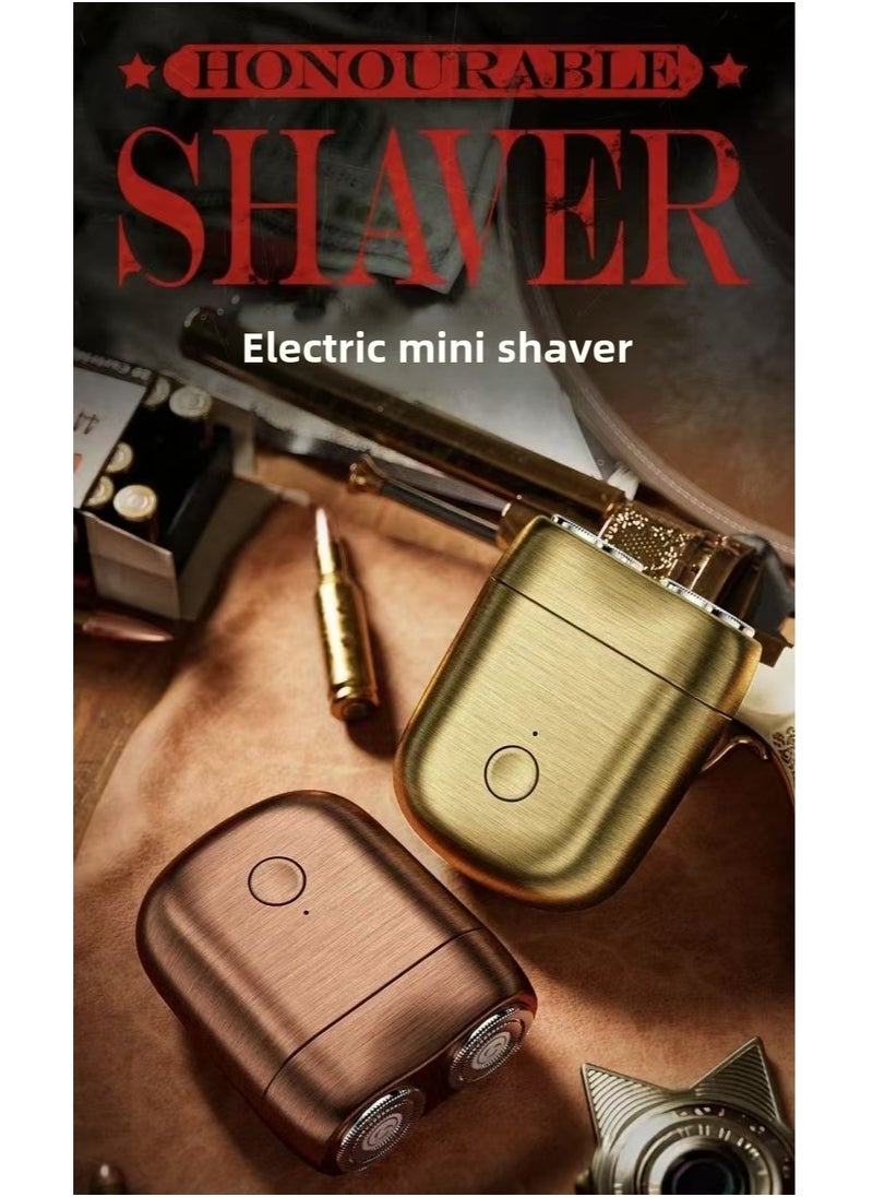 Electric Mini Shaver for Men, Dual Head Portable Traveling Washable Razor Bronze