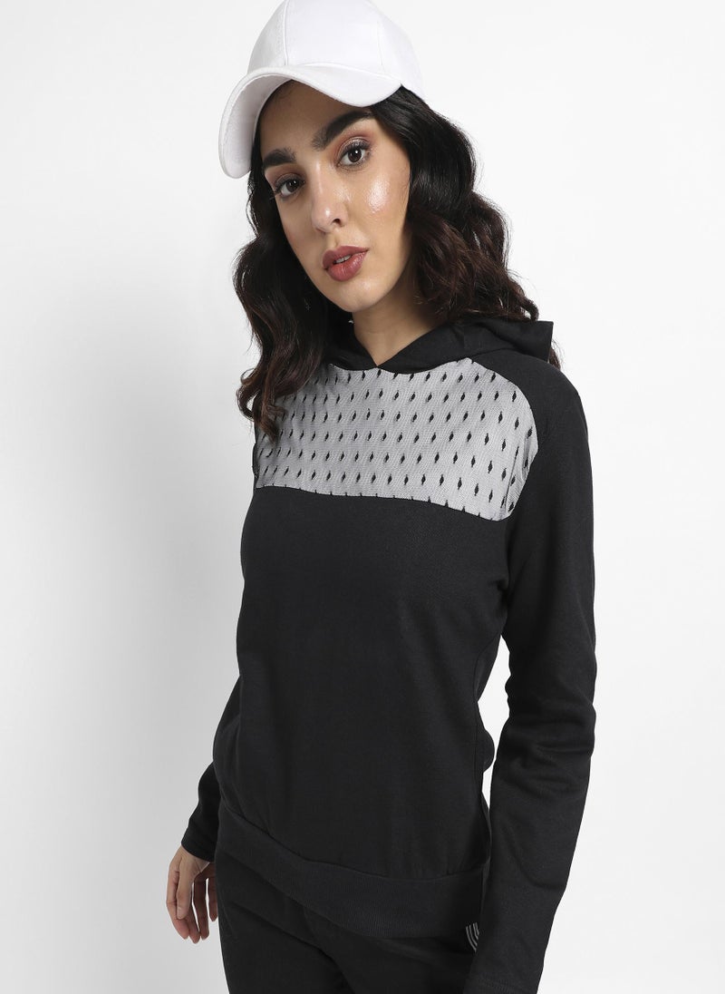 Pullover Hoodie With Mesh Details