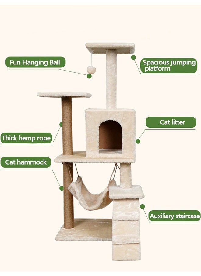 Large Cat Tree 125CM, Multi-Level Activity Cat Tower Furniture for Cat