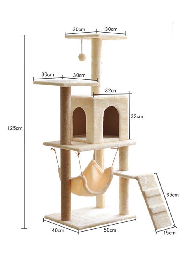 Large Cat Tree 125CM, Multi-Level Activity Cat Tower Furniture for Cat