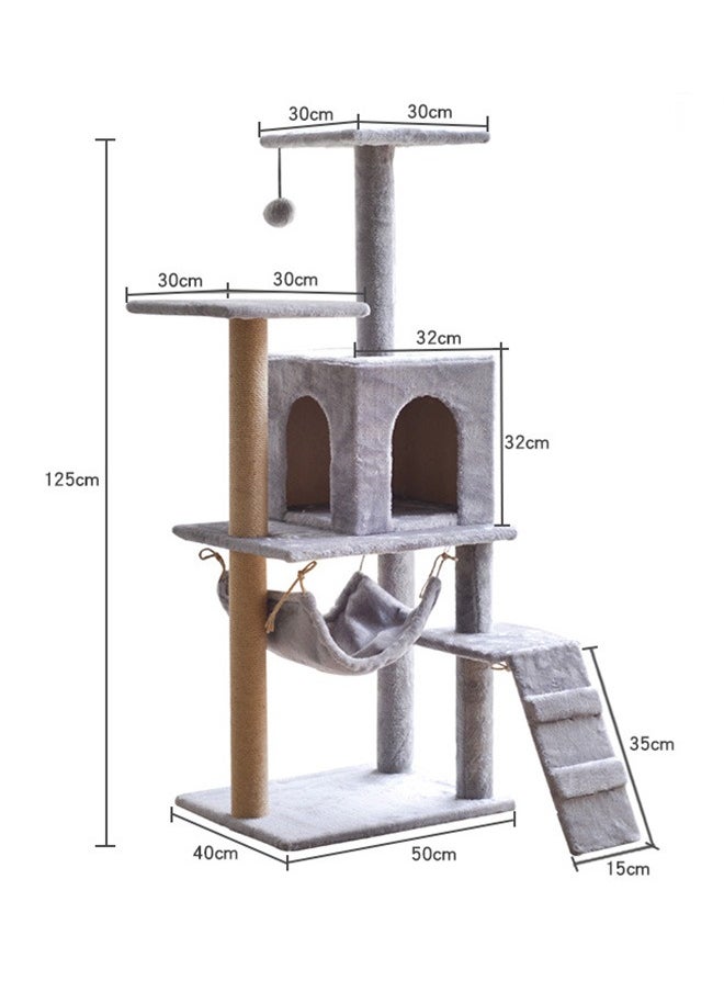 Large Cat Tree 125CM, Multi-Level Activity Cat Tower Furniture for Cat