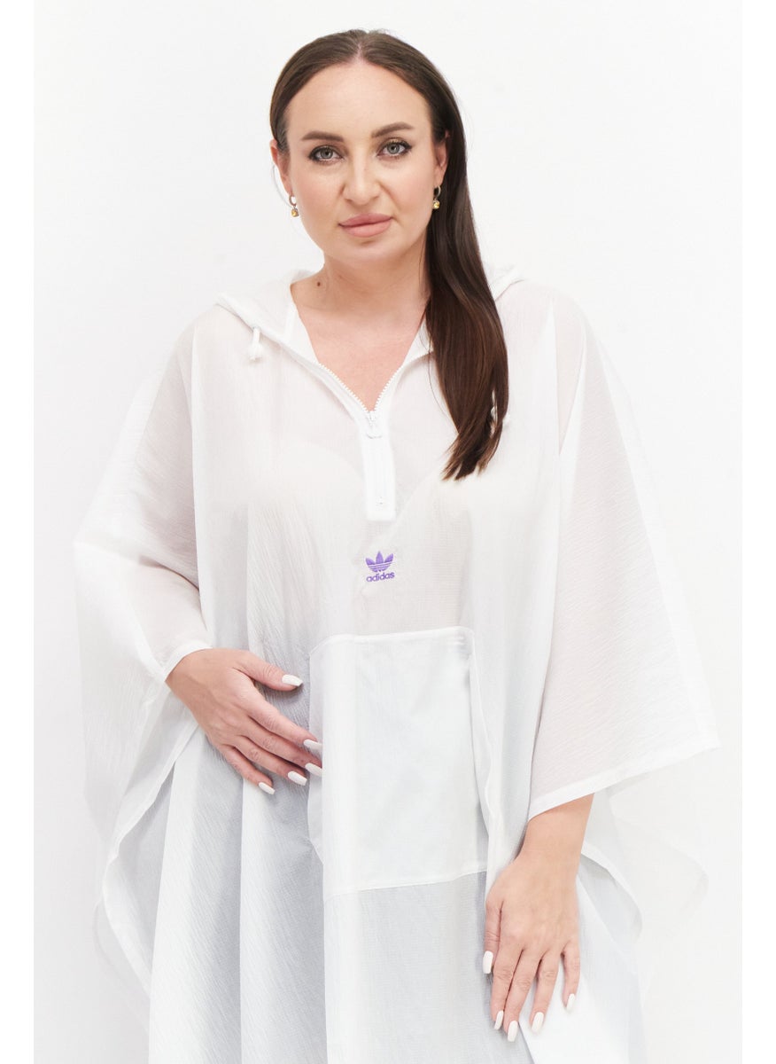 Women Sportswear Fit Summer Cape Poucho, White