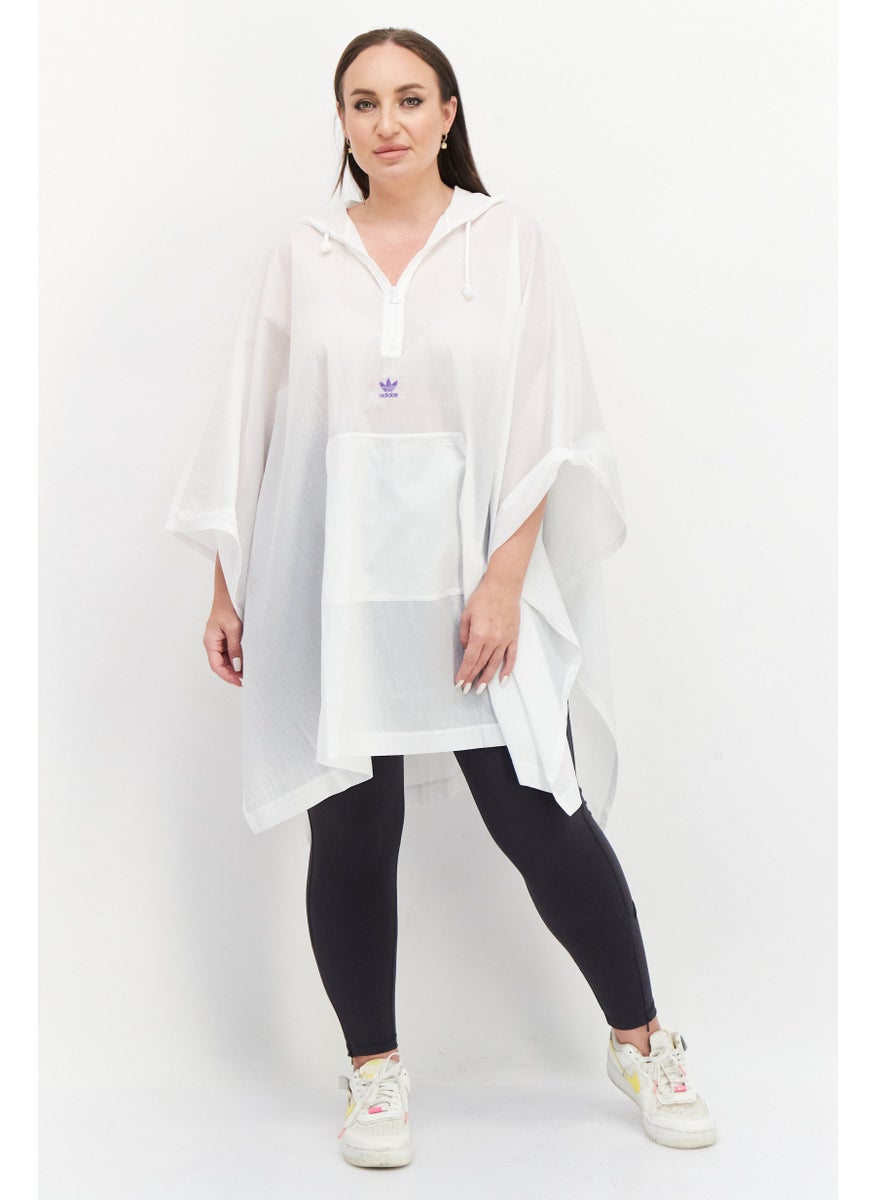 Women Sportswear Fit Summer Cape Poucho, White