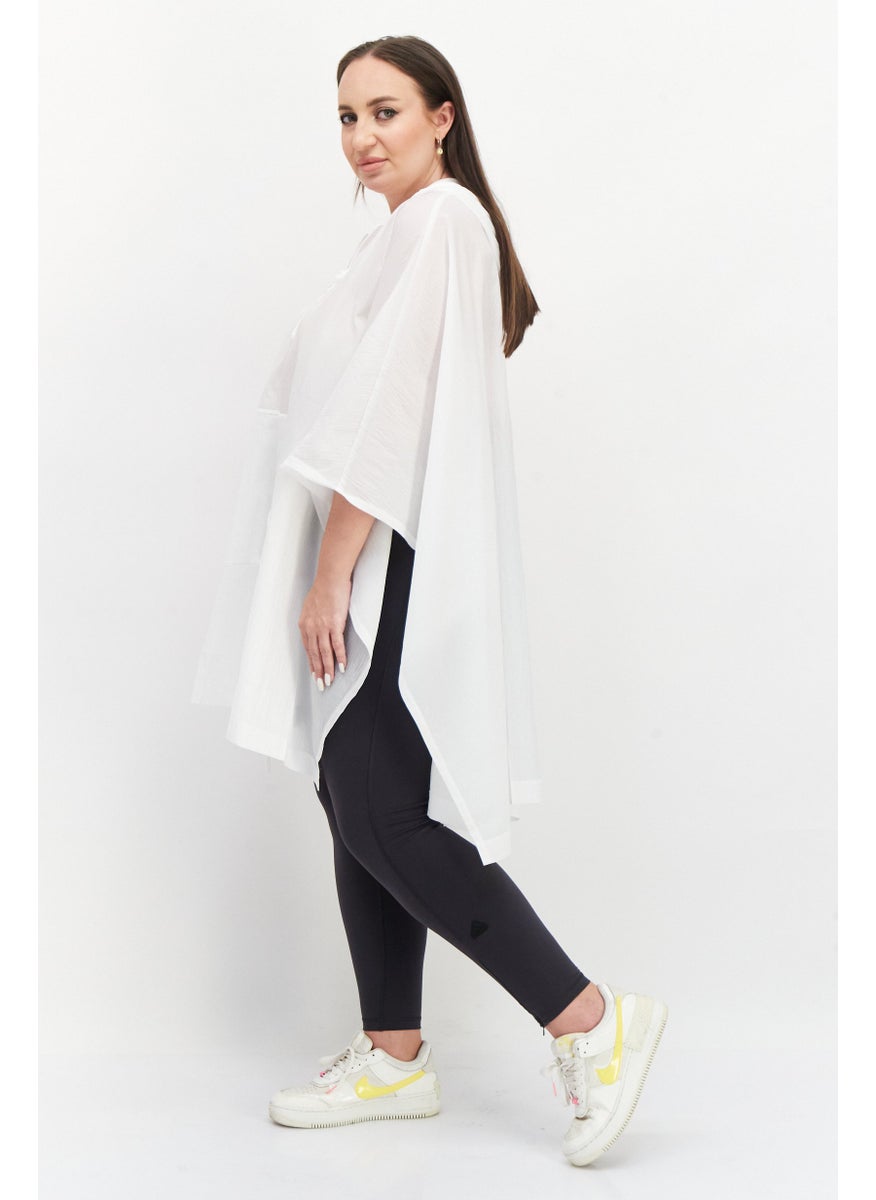 Women Sportswear Fit Summer Cape Poucho, White