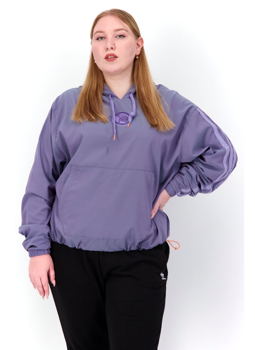 Women Plus Size Fit Hooded Long Sleeve Running Hoodies, Lavender