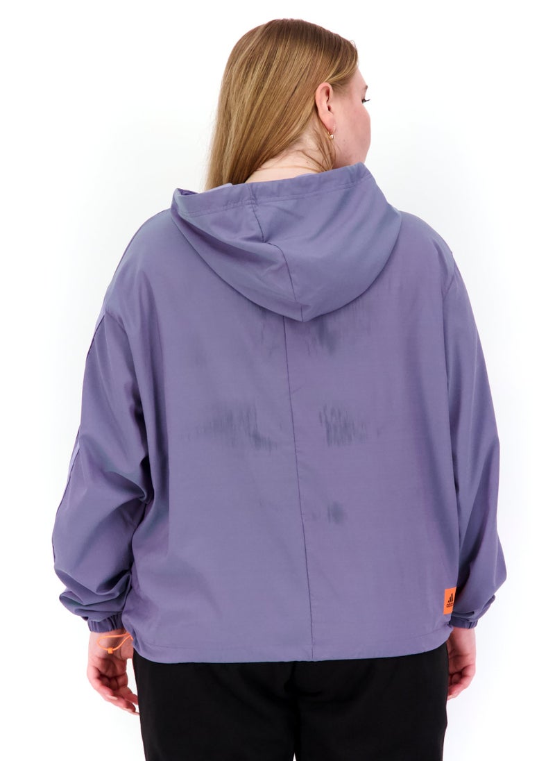 Women Plus Size Fit Hooded Long Sleeve Running Hoodies, Lavender