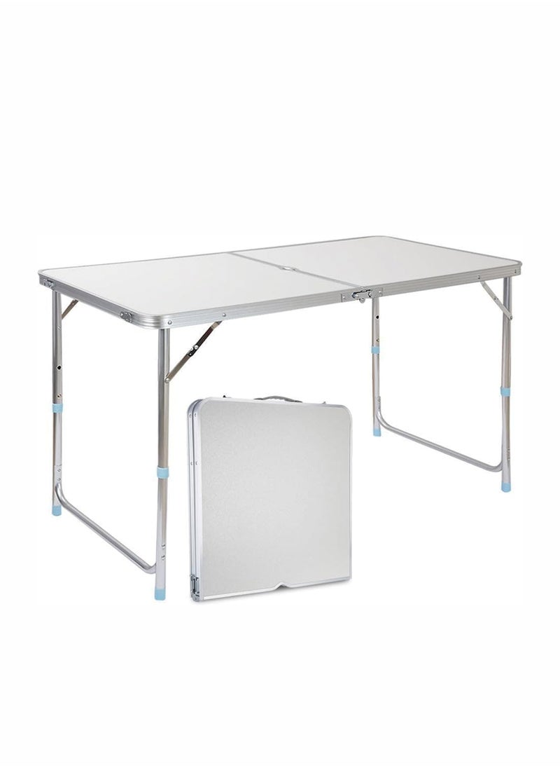 Portable Aluminium Folding Table with Adjustable Height Lightweight and Durable for Outdoor Picnic BBQ Camping Garden Parties Foldable Compact and Versatile for Travel and Gatherings 120 cm