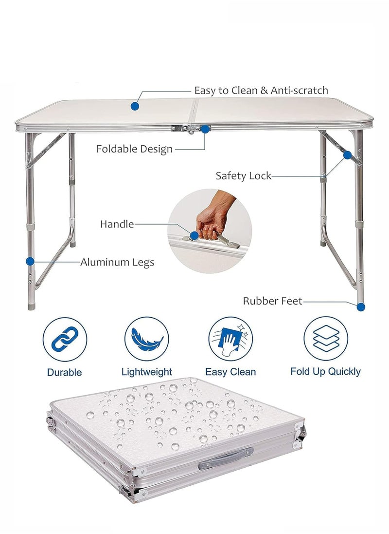 Portable Aluminium Folding Table with Adjustable Height Lightweight and Durable for Outdoor Picnic BBQ Camping Garden Parties Foldable Compact and Versatile for Travel and Gatherings 120 cm