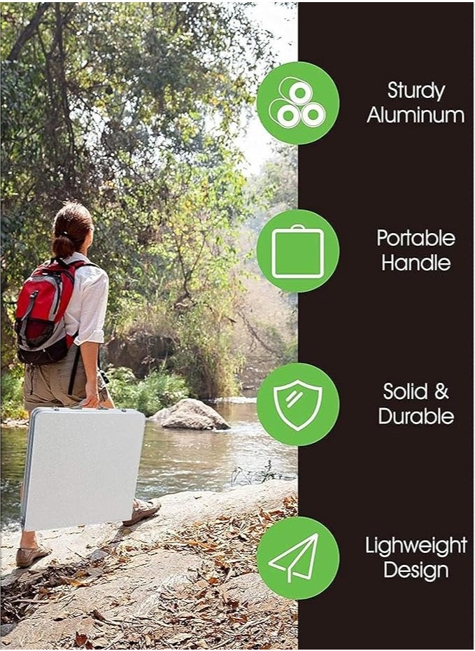 Portable Aluminium Folding Table with Adjustable Height Lightweight and Durable for Outdoor Picnic BBQ Camping Garden Parties Foldable Compact and Versatile for Travel and Gatherings 120 cm