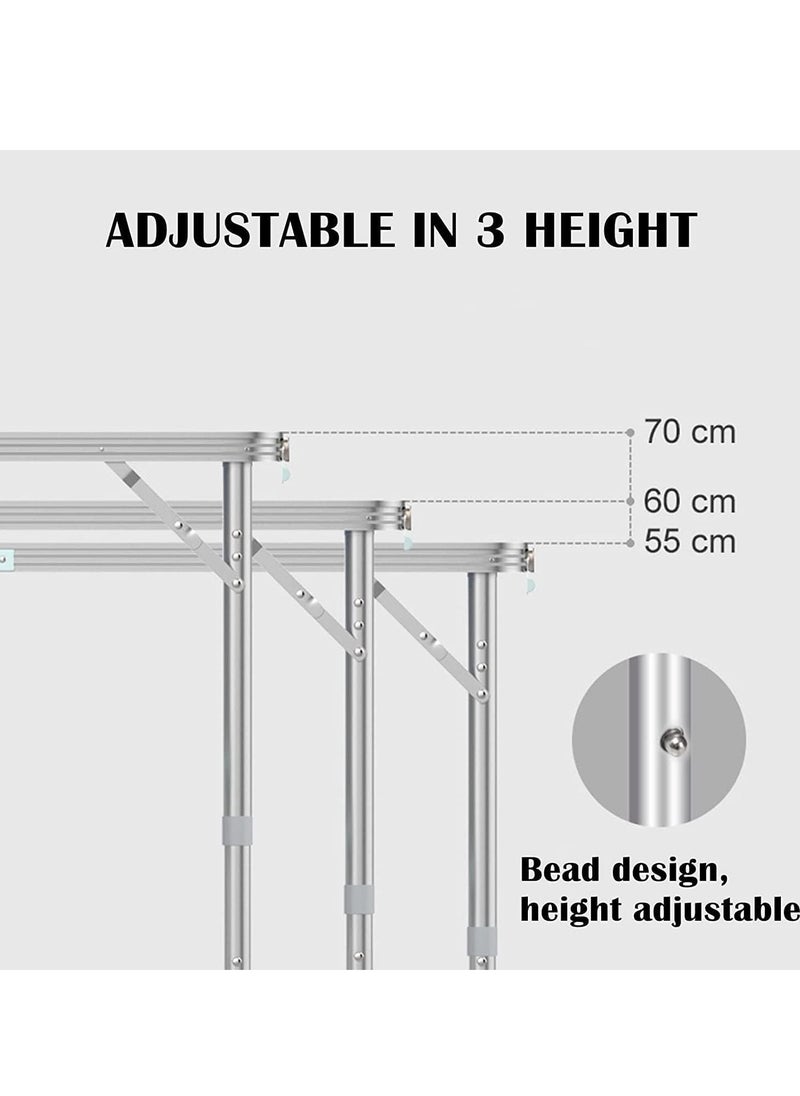 Portable Aluminium Folding Table with Adjustable Height Lightweight and Durable for Outdoor Picnic BBQ Camping Garden Parties Foldable Compact and Versatile for Travel and Gatherings 120 cm