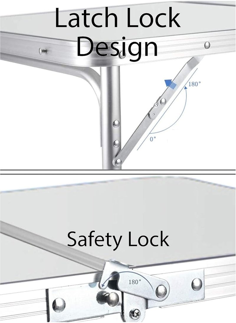 Portable Aluminium Folding Table with Adjustable Height Lightweight and Durable for Outdoor Picnic BBQ Camping Garden Parties Foldable Compact and Versatile for Travel and Gatherings 120 cm