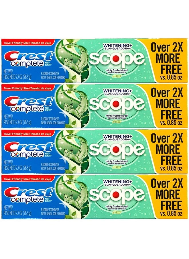 Crest Whitening Plus Scope Toothpaste Minty Fresh Striped 2.70 oz (Pack of 4)