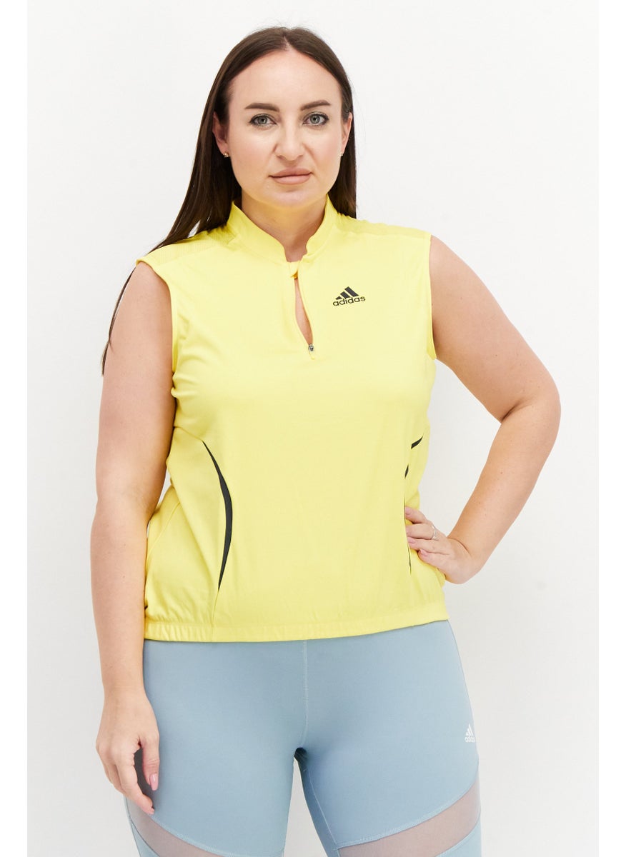 Women Plus Size Brand Logo Training Top, Yellow/Black